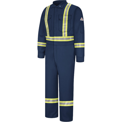 Combinaisons r&eacute;sistantes au feu avec bandes r&eacute;fl&eacute;chissantes, Taille 38, Bleu marine, 12,2 cal/cm² Superchem Industries
