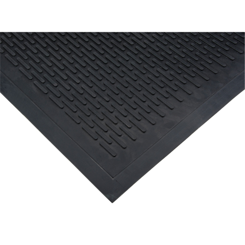 Tapis &agrave; profil bas, Caoutchouc, Grattoir Type, Motif Plein, 3' x 5', Noir Superchem Industries