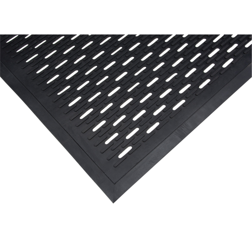 Low-Profile Matting, Rubber, Scraper Type, Slotted Pattern, 3' x 5', Black Superchem Industries