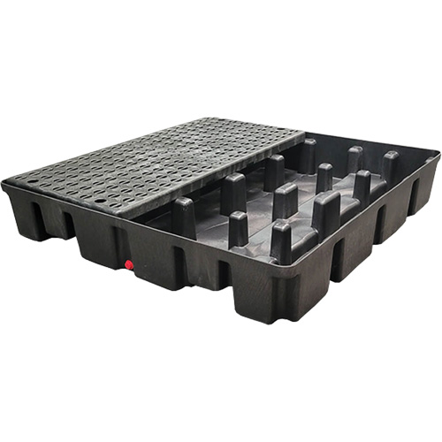 Nestable Spill Pallet With Drain, 66 US gal. Spill Capacity, 49" x 49" x 10.5" Superchem Industries
