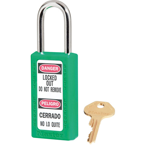 411 Zenex Safety Padlocks, Green, Keyed Alike, Thermoplastic, 1-1/2" Width Superchem Industries