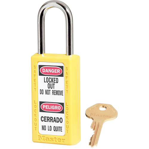 411 Zenex Safety Padlocks, Yellow, Keyed Alike, Thermoplastic, 1-1/2" Width Superchem Industries