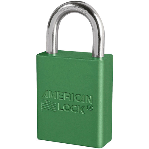 American Lock&reg; Safety Padlocks, Green, Keyed Alike, Aluminum, 1-1/2" Width Superchem Industries