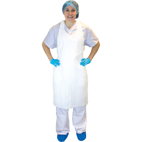 Tablier en poly&eacute;thyl&egrave;ne, Poly&eacute;thyl&egrave;ne, Blanc, 28" la x 46" lo Superchem Industries