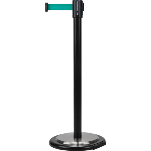 Free-Standing Crowd Control Barrier, Steel, 35" H, Green Tape, 7' Tape Length Superchem Industries