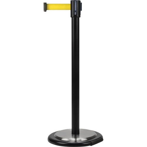 Barri&egrave;re sur pied pour le contr&ocirc;le des foules, Acier, 35" h, Ruban Jaune, Longueur du ruban 7' Superchem Industries