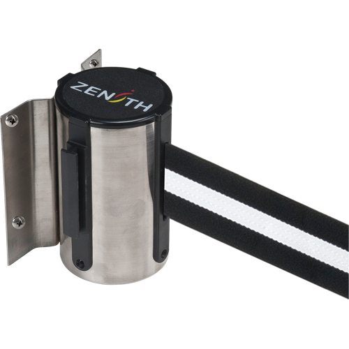 Wall Mount Barrier, Steel, Screw Mount, 7', Black/White Tape Superchem Industries