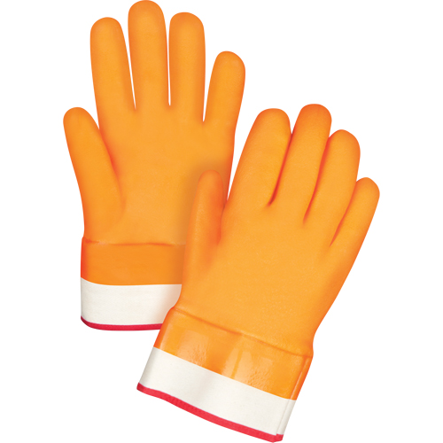 Gants doubl&eacute;s pour l'hiver r&eacute;sistants aux produits chimiques, Taille Grand/9, 10" lo, PVC, Doublure en Molleton de mousse, Gant de calibre hiver Superchem Industries
