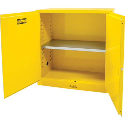 Flammable Storage Cabinet, 30 gal., 2 Door, 43" W x 44" H x 18" D Superchem Industries