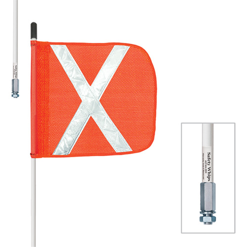 Safety Whip&reg; Heavy-Duty Whips, Threaded Mount, 5' High, Orange Superchem Industries