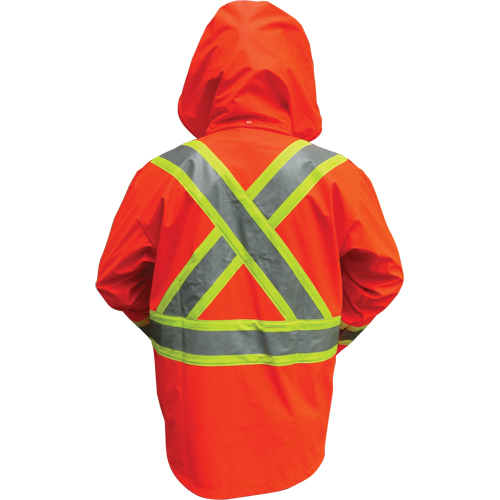 Hi-Vis FR/PU Safety Rain Jackets, Small, High Visibility Orange Superchem Industries