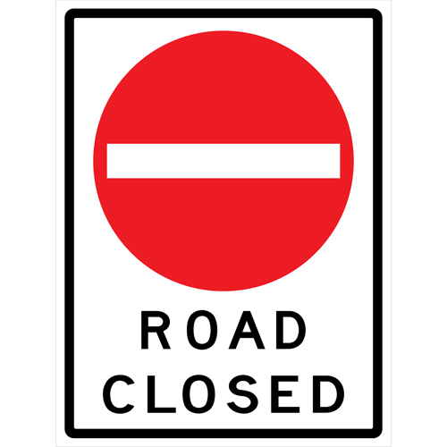 "Road Closed" Roll-Up Traffic Sign, 36" x 48", Vinyl, English with Pictogram Superchem Industries