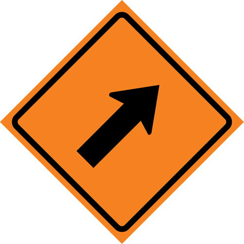 Right Diagonal Arrow Roll-Up Traffic Sign, 29-1/2" x 29-1/2", Vinyl, Pictogram Superchem Industries