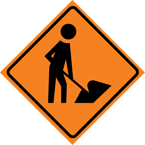 Men at Work Roll-Up Traffic Sign, 29-1/2" x 29-1/2", Vinyl, Pictogram Superchem Industries