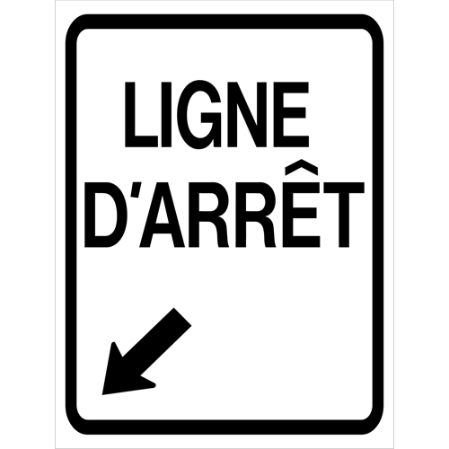 "Ligne d'Arr&ecirc;t" Roll-Up Traffic Sign, 23-3/5" x 29-1/2", Vinyl, French with Pictogram Superchem Industries