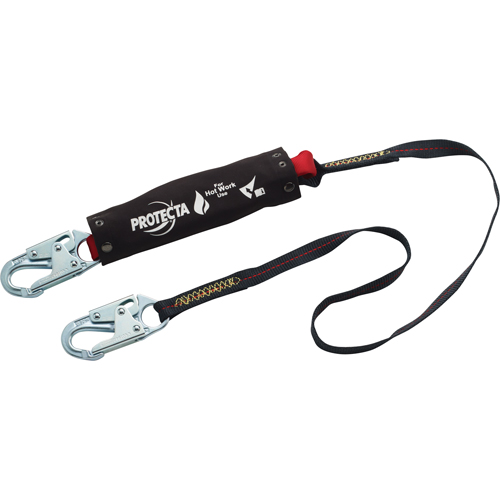 Pro Pack Hot Work Shock-Absorbing Lanyard, 6', Snap Hook Center, Snap Hook Leg Ends, Kevlar&reg; Superchem Industries