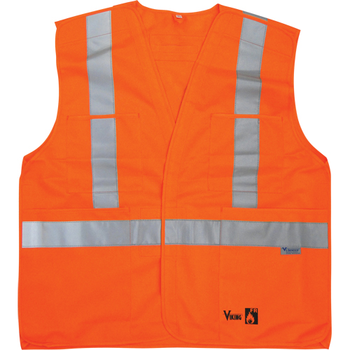 Vestes de s&eacute;curit&eacute; ignifug&eacute;es, Orange haute visibilit&eacute;, Moyen/Petit, Polyester Superchem Industries