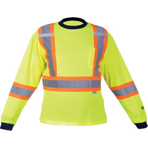 Safety Long Sleeve Shirt, Polyester, X-Large, High Visibility Lime-Yellow Superchem Industries