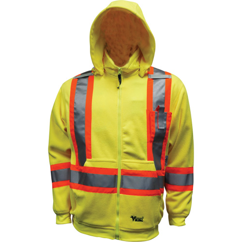 Safety Fleece Hoodie, Polyester, Small, High Visibility Lime-Yellow Superchem Industries