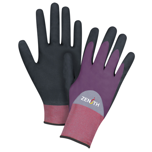 Gants enduits de premi&egrave;re qualit&eacute; ZX-2, 10/T-Grand, R&ecirc;vetement Nitrile/Mousse de nitrile, Calibre 18, Enveloppe en Nylon Superchem Industries