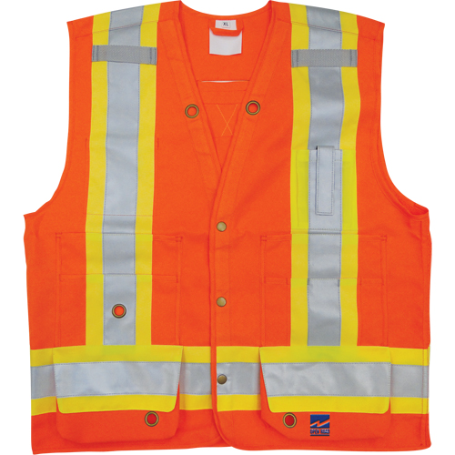 Veste de s&eacute;curit&eacute; pour arpenteur, Orange haute visibilit&eacute;, Petit, Polyester Superchem Industries