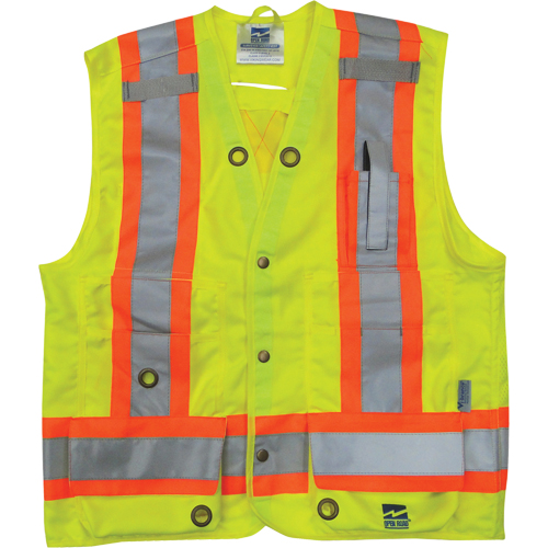 Surveyor Safety Vest, High Visibility Lime-Yellow, Small, Polyester Superchem Industries