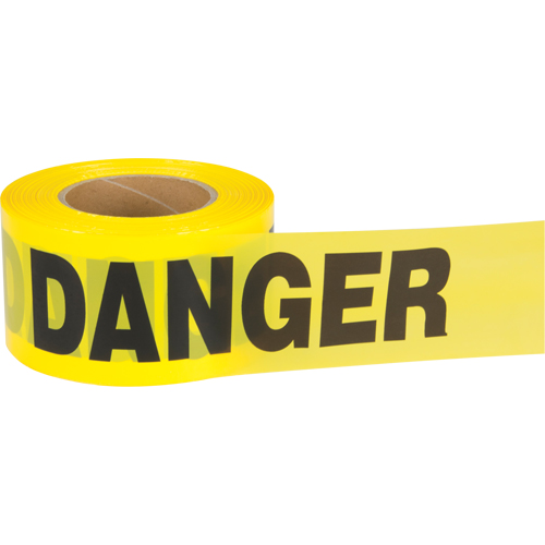 "Danger" Barricade Tape, Bilingual, 3" W x 1000' L, 1.5 mils, Black on Yellow Superchem Industries