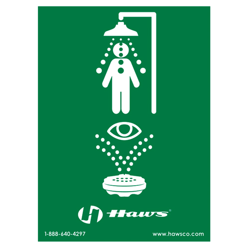 Emergency Shower/Eyewash Sign, 24" x 18", Plastic, Pictogram Superchem Industries