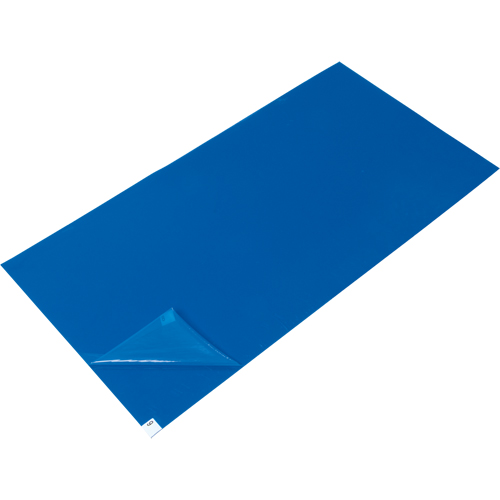 Tapis pelables de rechange pour salle blanche, &eacute;paisseur 1,57 mils, 1-1/2' la, 3-3/4' lo x Bleu Superchem Industries