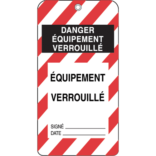 &eacute;tiquettes de verrouillage, Plastique, 3" la x 5-3/4" h, Français Superchem Industries