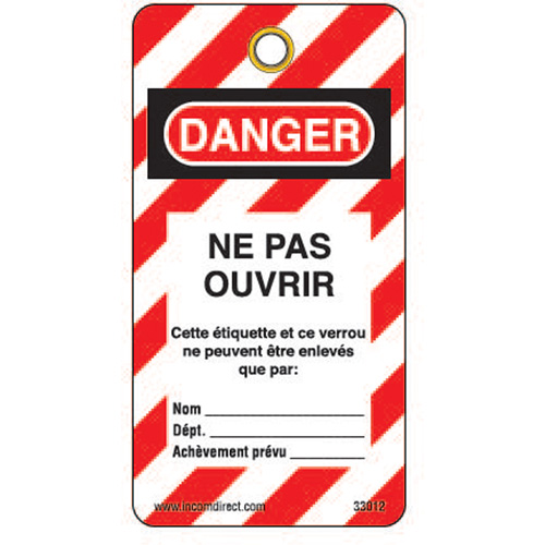 Lockout Tags, Plastic, 3" W x 5-3/4" H, French Superchem Industries