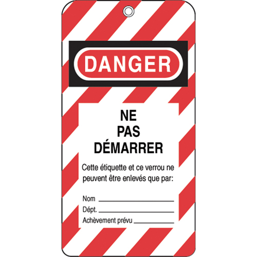 Lockout Tags, Plastic, 3" W x 5-3/4" H, French Superchem Industries