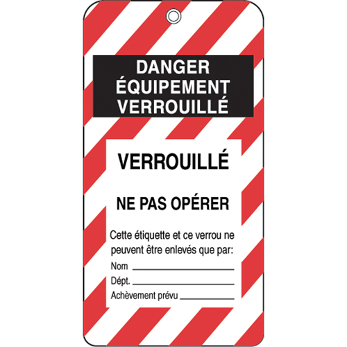 Lockout Tags, Plastic, 3" W x 5-3/4" H, French Superchem Industries
