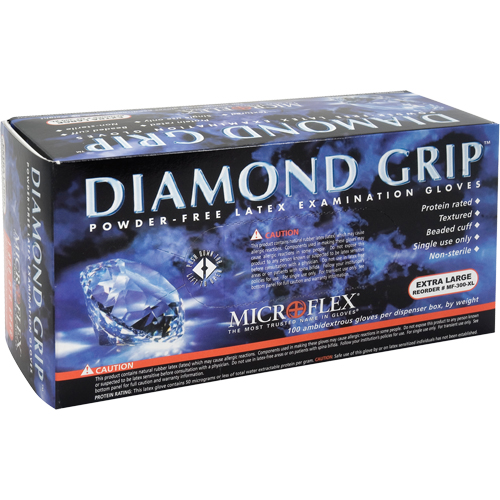 Diamond Grip Examination Gloves, 2X-Large, Latex, 8-mil, Powder-Free, Yellow, Class 2 Superchem Industries