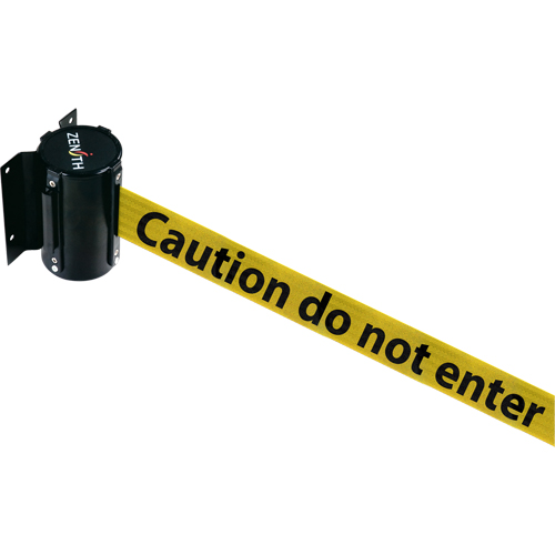 Wall Mount Barrier, Steel, Screw Mount, 7', Black/Yellow Tape Superchem Industries