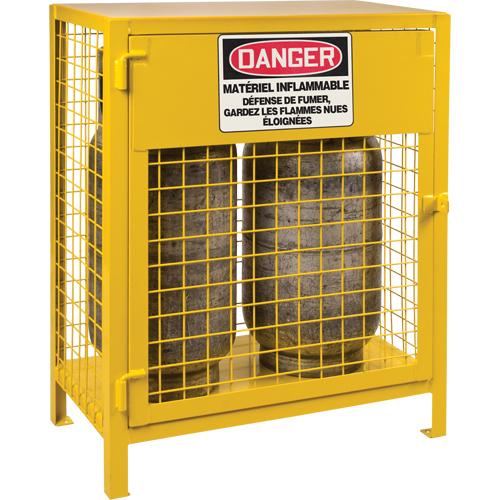 Gas Cylinder Cabinets, 2 Cylinder Capacity, 30" W x 17" D x 37" H, Yellow Superchem Industries