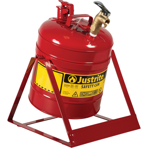 Bidon avec robinet s&eacute;curitaires pour laboratoires, Type I, Acier, 5 gal. US, Rouge, Homologu&eacute; FM Superchem Industries