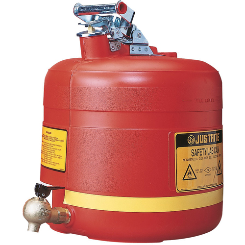 Laboratory Safety Can with Faucet, Type I, Steel, 5 US gal., Red, FM Approved Superchem Industries