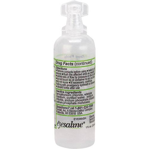 Saline Eyewash Bottles, Full Bottle, 1 oz. Superchem Industries
