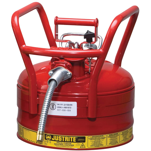 D.O.T. AccuFlow Safety Cans, Type II, Steel, 2.5 US gal., Red, FM Approved Superchem Industries