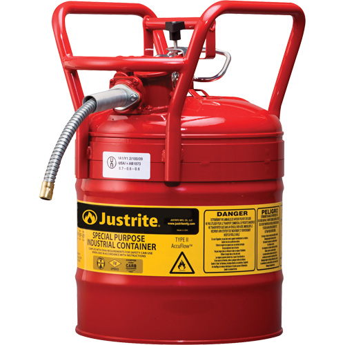 D.O.T. AccuFlow Safety Cans, Type II, Steel, 5 US gal., Red, FM Approved Superchem Industries