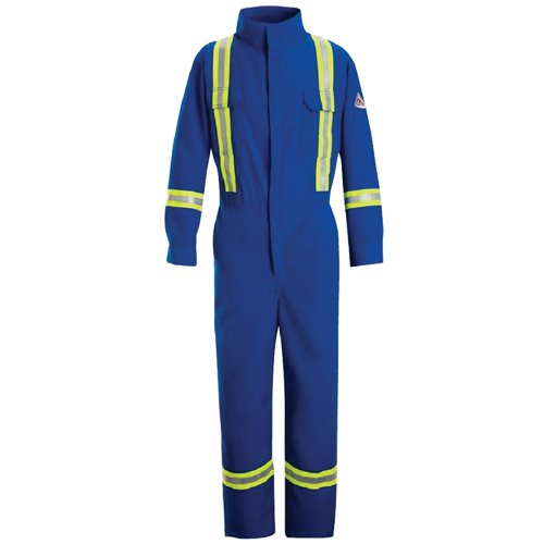 Flame-Resistant Premium Coveralls with Reflective Trim, Size 38, Royal Blue, 5.1 cal/cm² Superchem Industries