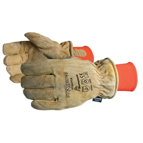 Gant brun SnowForce pour temp&eacute;ratures froides, Taille unique, Paume en Cuir fleur de vache, Doublure en Thinsulate Superchem Industries
