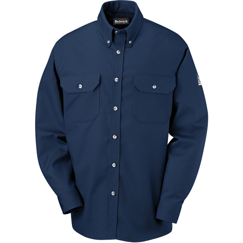 Flame-Resistant Dress Uniform Shirts, Small, Navy Blue Superchem Industries