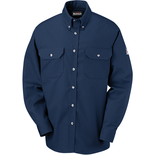 Flame-Resistant Cool Touch&reg; 2 Button Front Deluxe Shirts, Small, Navy Blue Superchem Industries