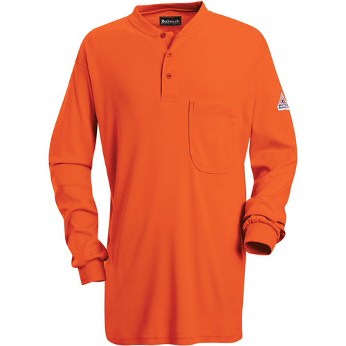 Chemises Henley sans &eacute;tiquette &agrave; manches longues r&eacute;sistantes aux flammes, Petit, Orange Superchem Industries