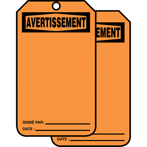Safety Tags, Plastic, 3-3/8" W x 5-7/8" H, French Superchem Industries
