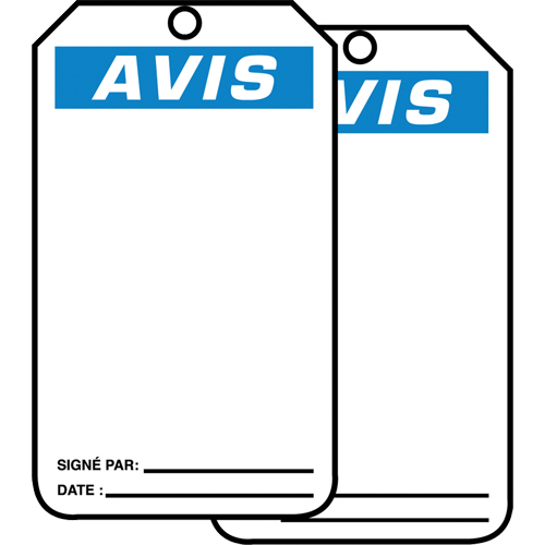 Safety Tags, Plastic, 3-1/8" W x 5-7/8" H, French Superchem Industries