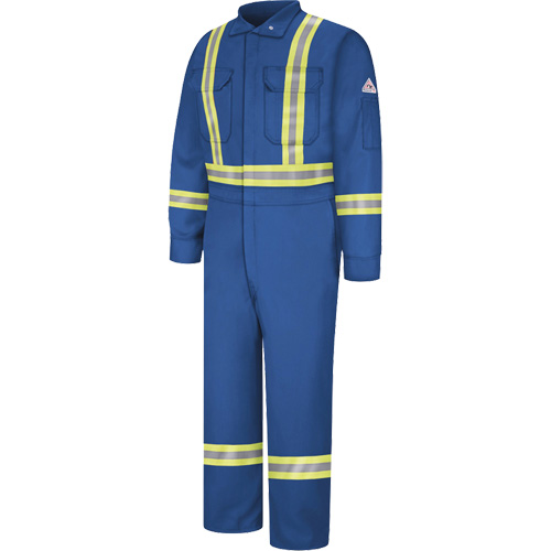 Flame-Resistant Premium Coveralls with Reflective Trim, Size 38, Royal Blue, 12.2 cal/cm² Superchem Industries