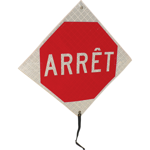 "Arr&ecirc;t" Rolled-Up Traffic Sign, 24" x 24", Vinyl, French Superchem Industries